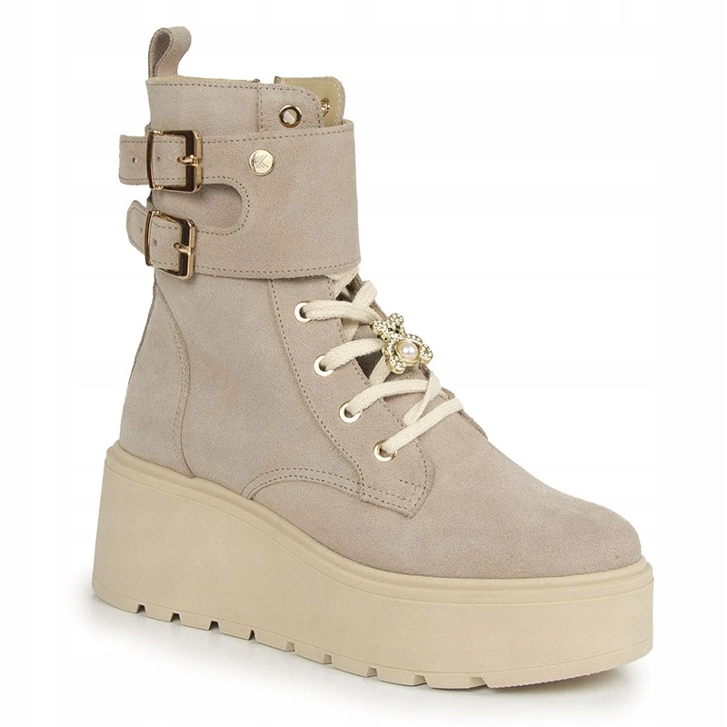 Laroni E62 Kotníkové Boty Workery Kůže Béžová Cappucino 39 Jarní