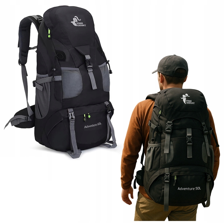 Lekki Plecak Turystyczny 50L Duża Pojemność Wodoodporny Biwak Survival