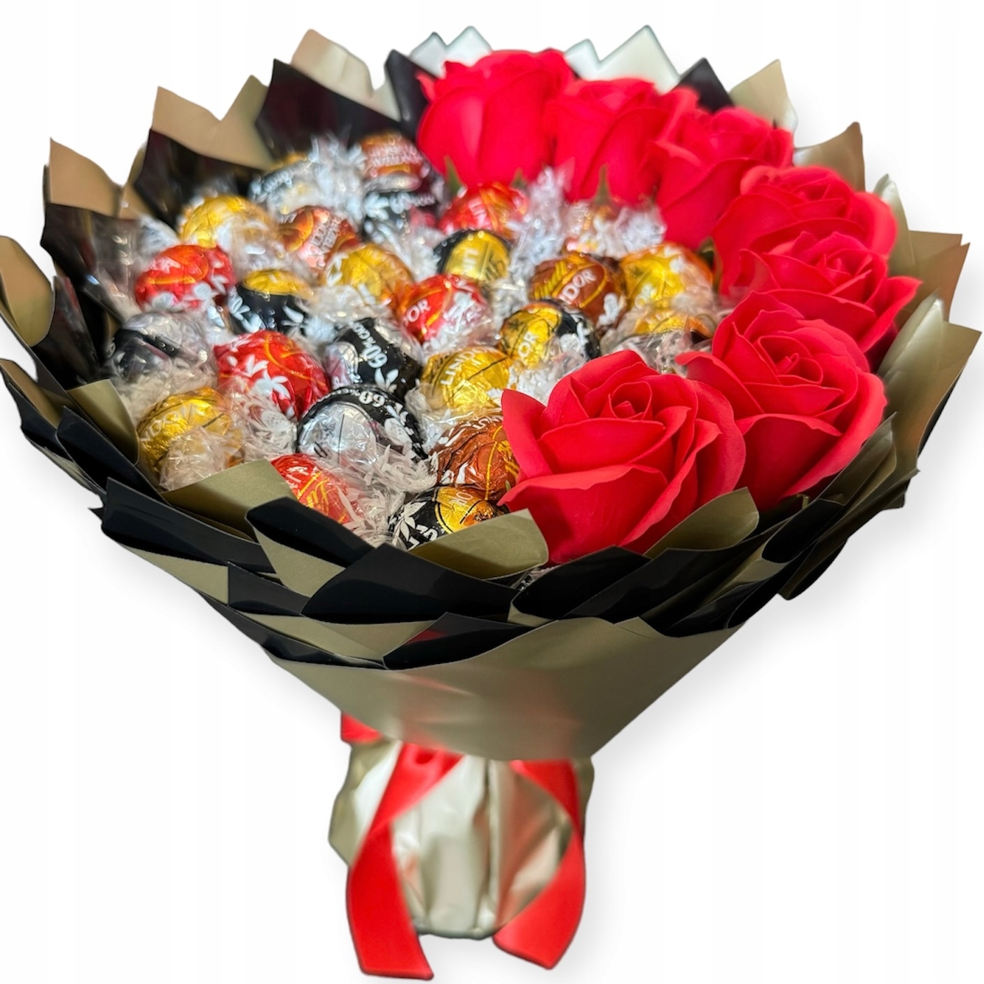 Bukiet Lindt Lindor Urodziny Rocznica Dzień Matki Taty róże mydlane