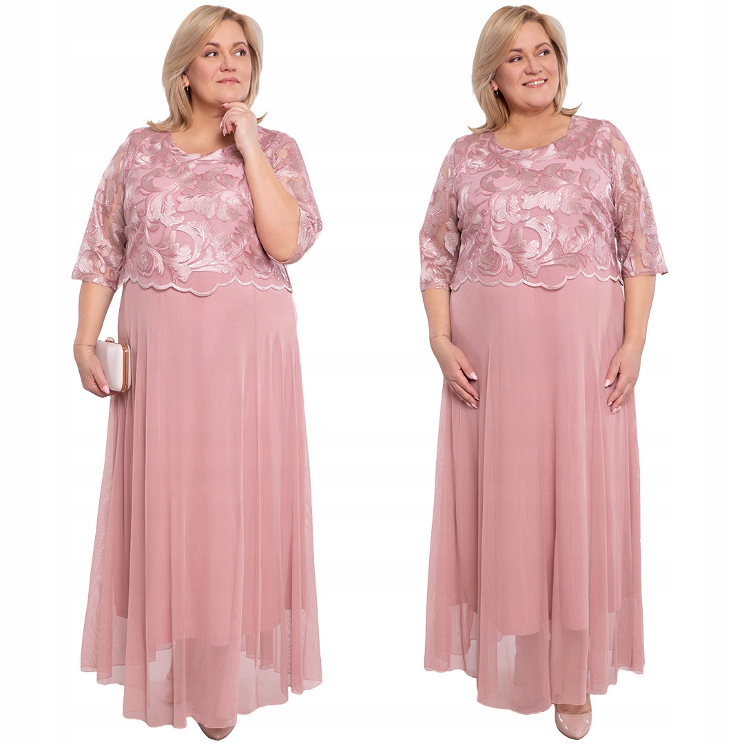 Růžová šaty s krajkou a světle růžovými flitry 60