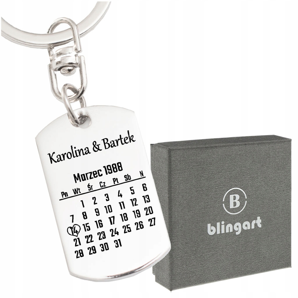 

Brelok do kluczy z Grawerem kalendarz Prezent Data