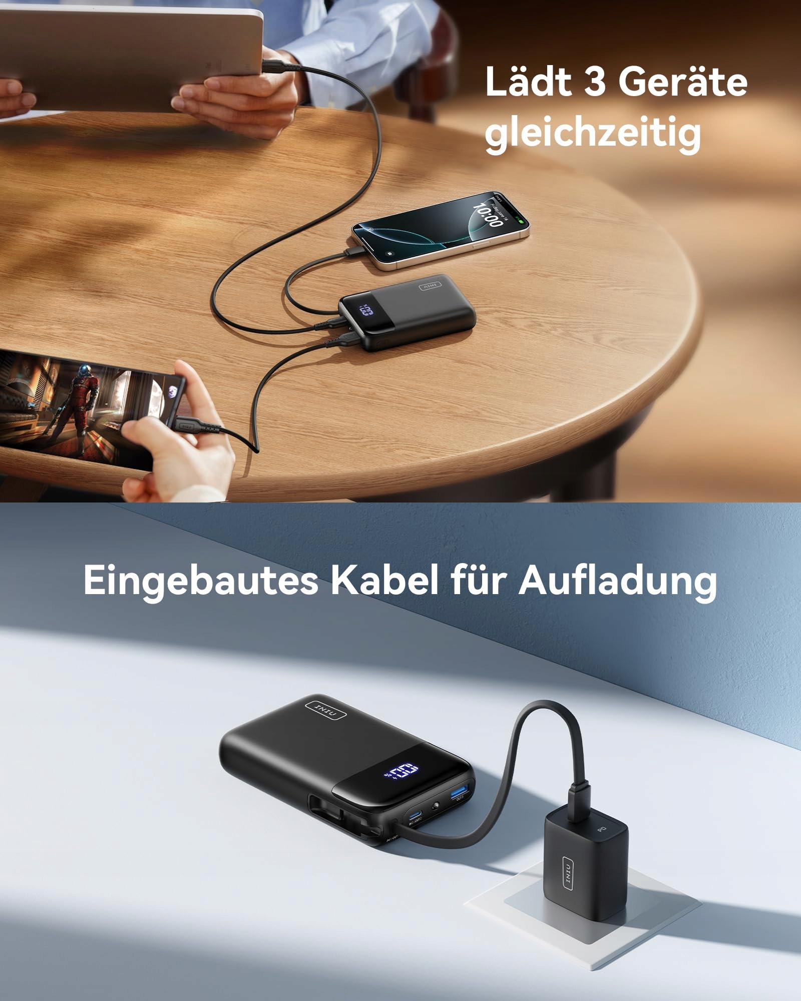 INIU Power Bank 20000mAh 45W USB-C PD QC iPhone Samsung — miniatura 6
