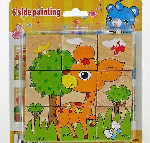 układanka drewniane klocki puzzle 9el