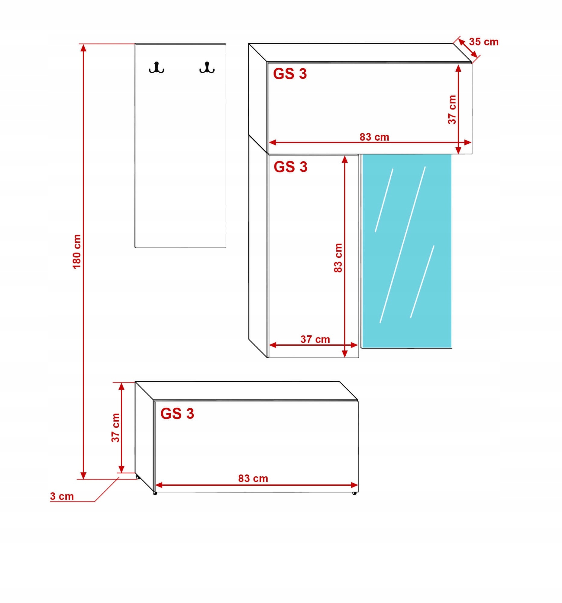 Garderoba Opcja LED Meble Przedpokój Smart GF09 Marka Prime-Home