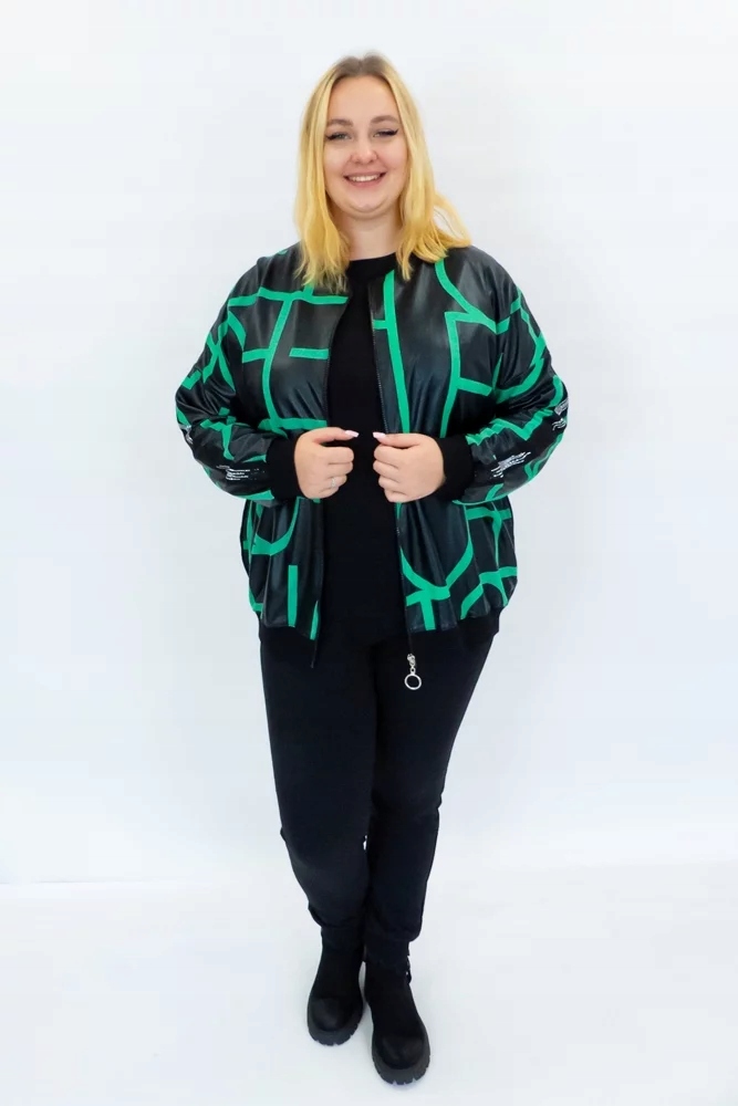 Černozelený Tepláková Souprava na zip s přídavkem eko-kůže 46