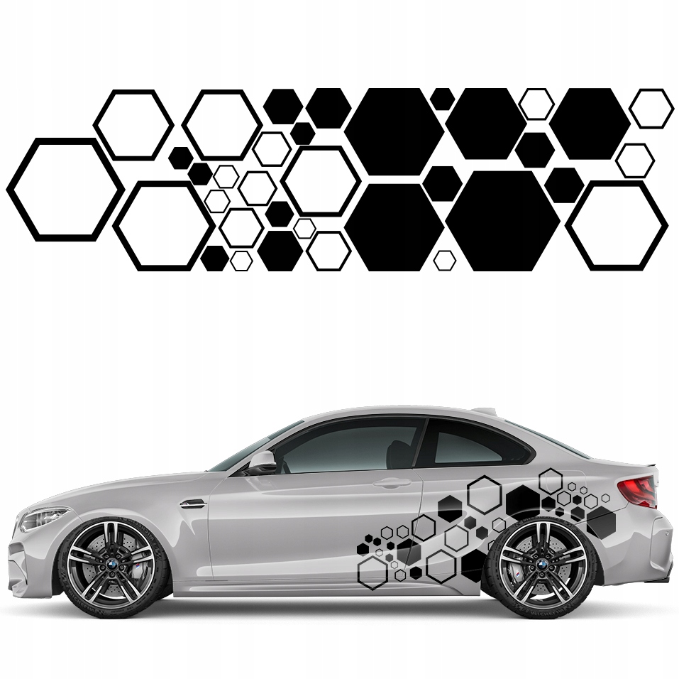 Samolepka Grafika na auto Motiv Hexageny Na Promáčknutí Medová Plástev 35 ks