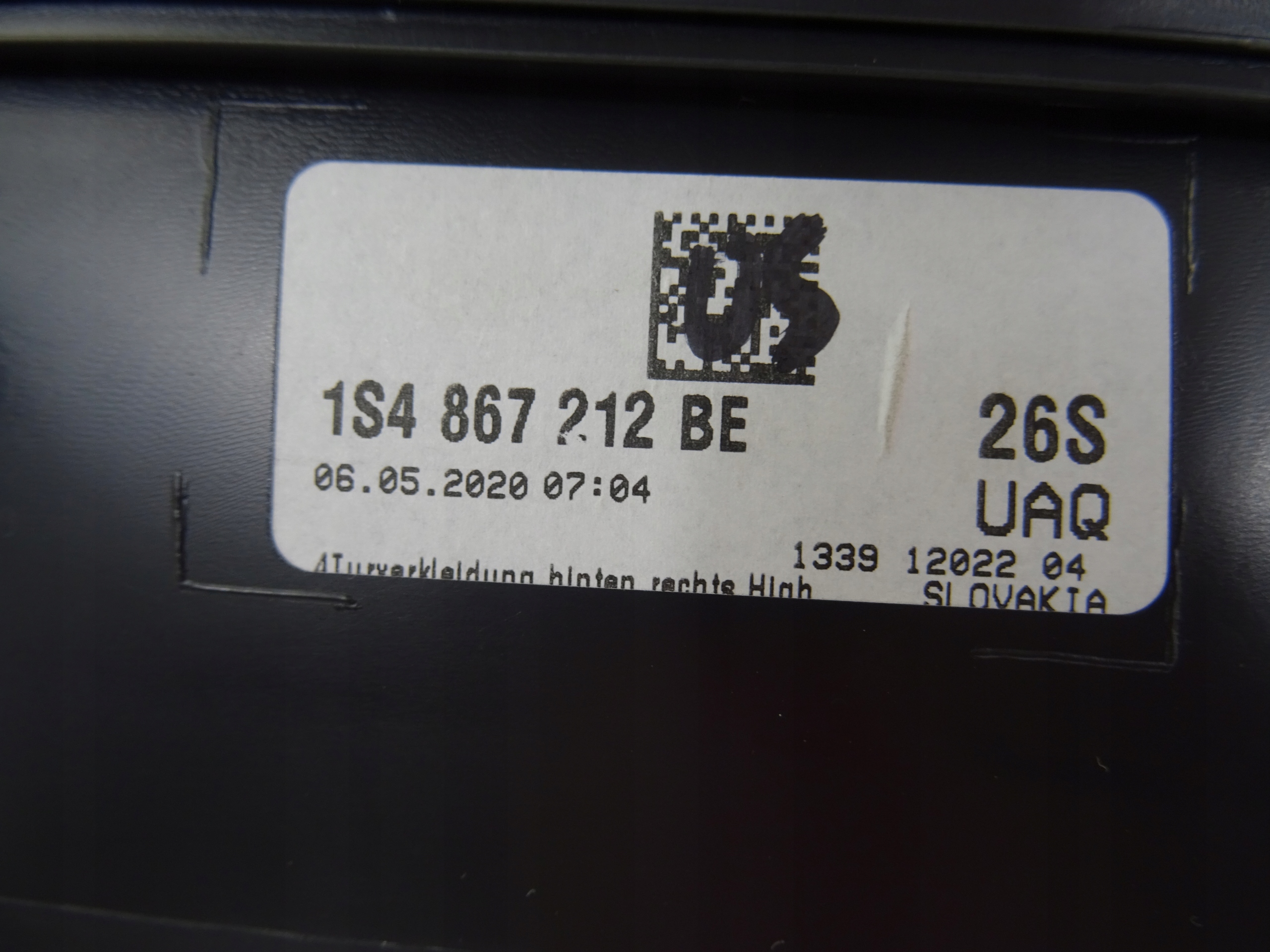 vw UP РЕСТАЙЛИНГ дверные карты правое перед 1S4867012BE