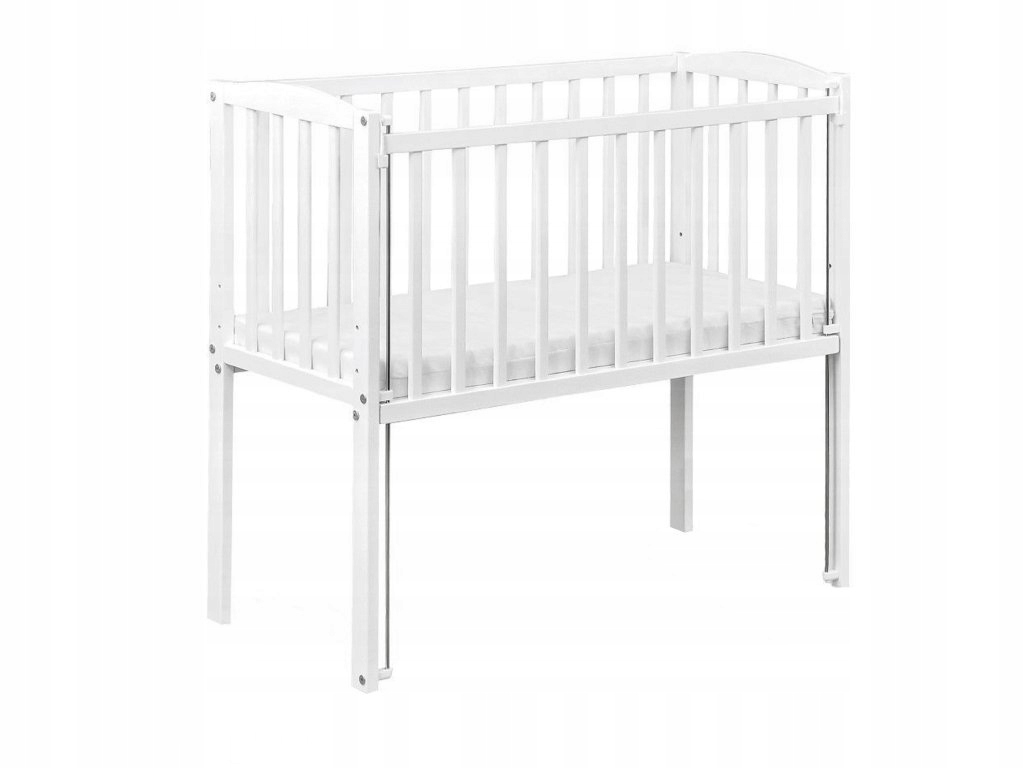 Łóżeczko Kalak "Mini" dostawne 90 x 40 białe materac opuszczany bok