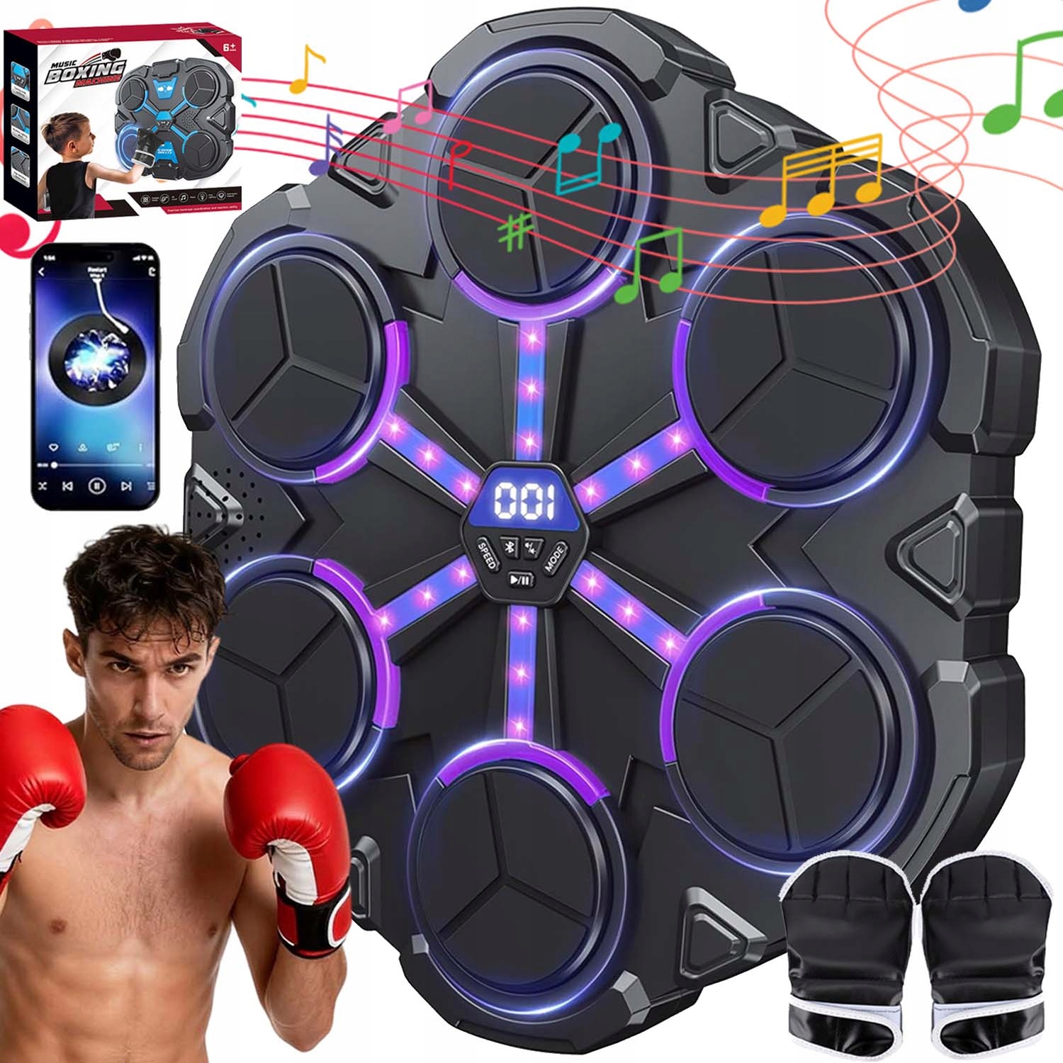 ELEKTRONICZNA TARCZA BOKSERSKA ŚCIANA BLUETOOTH LED 11 PRĘDKOŚCI 3 TRYBY