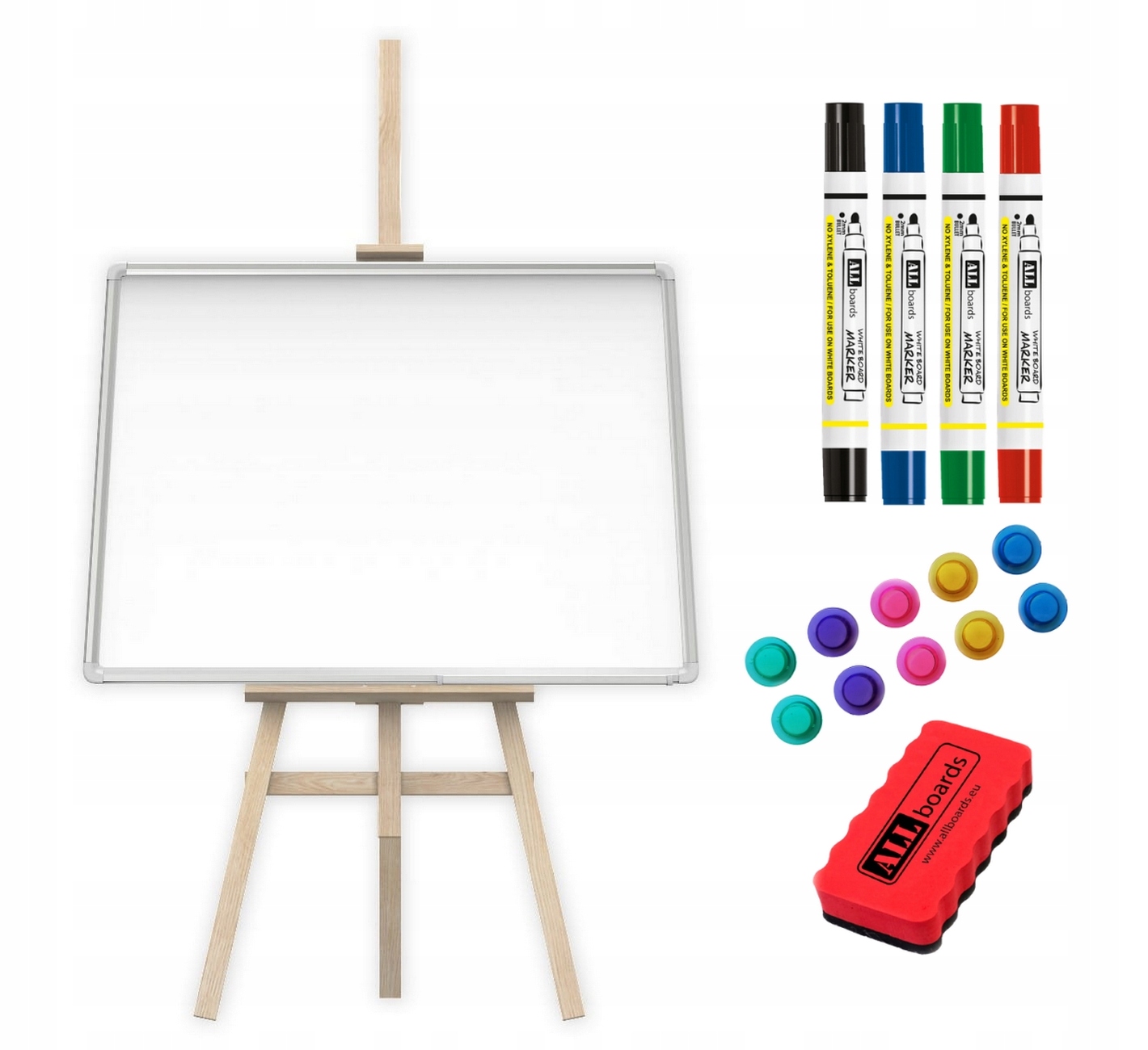 

Tablica magnetyczna biała 90x60+sztaluga drewniana