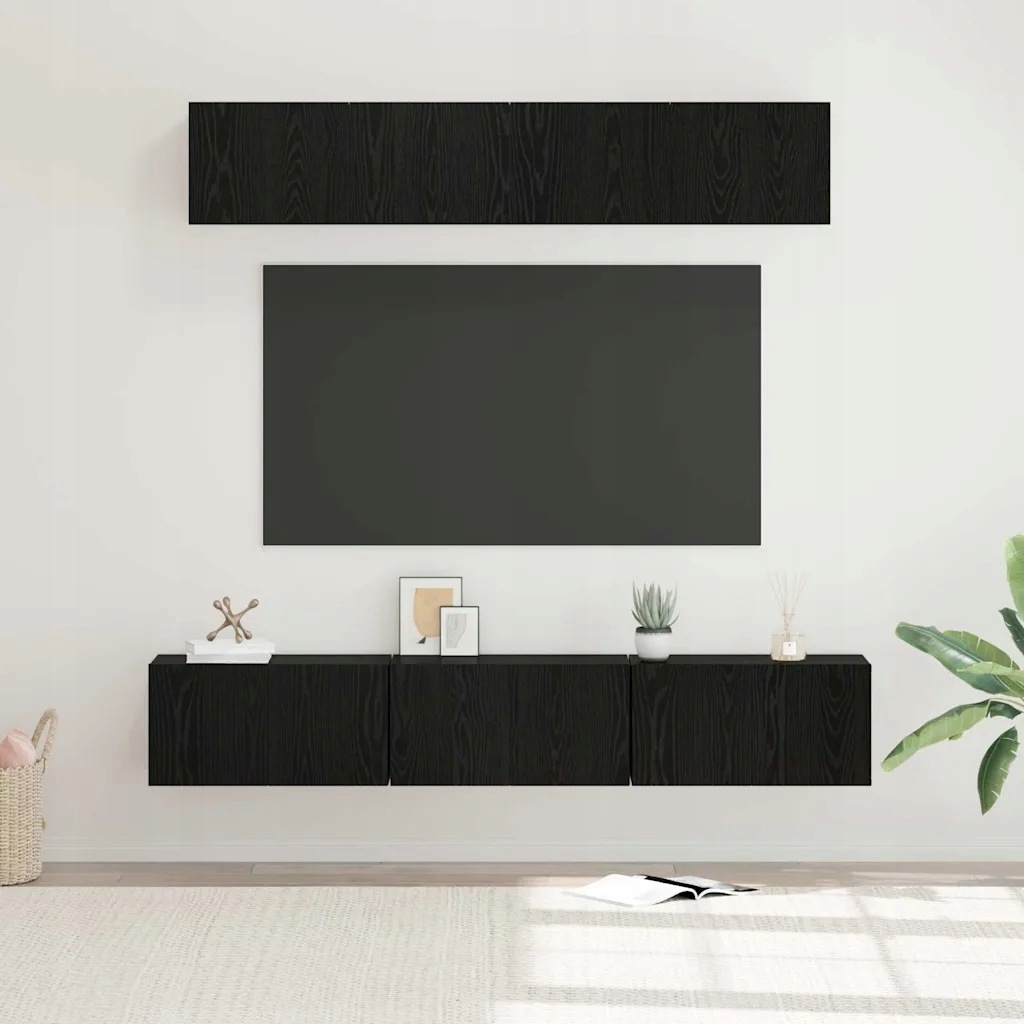 vidaXL Zestaw szafek Rtv 5 pcs Czarny Dąb Materiał drewnopochodny