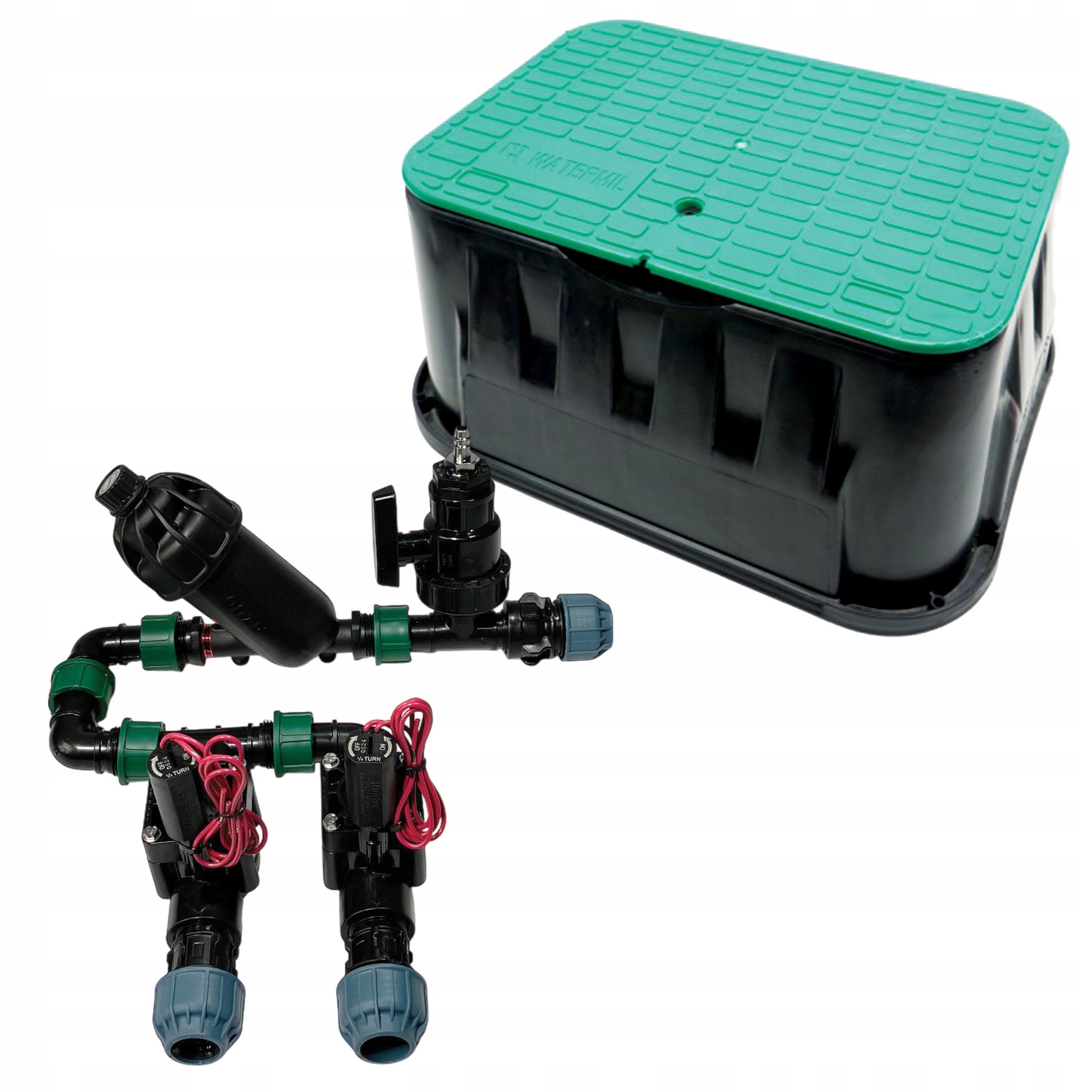 Kolektor 2 sekcje Hunter Pgv rura 25mm Filtr Odpowietrznik Studzienka