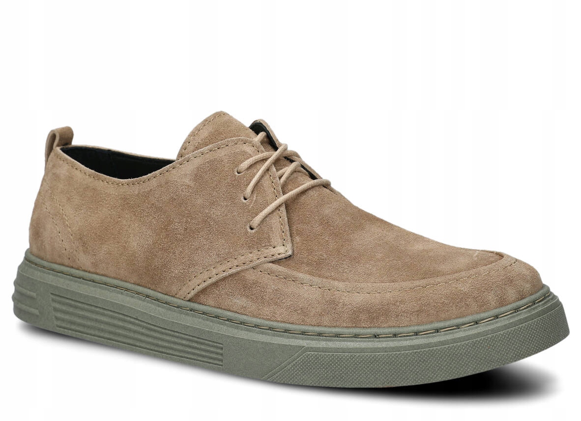 Nagaba 473 Béžová Velur Wax Pohodlné Kožené Pánské Polobotky Polský Boty