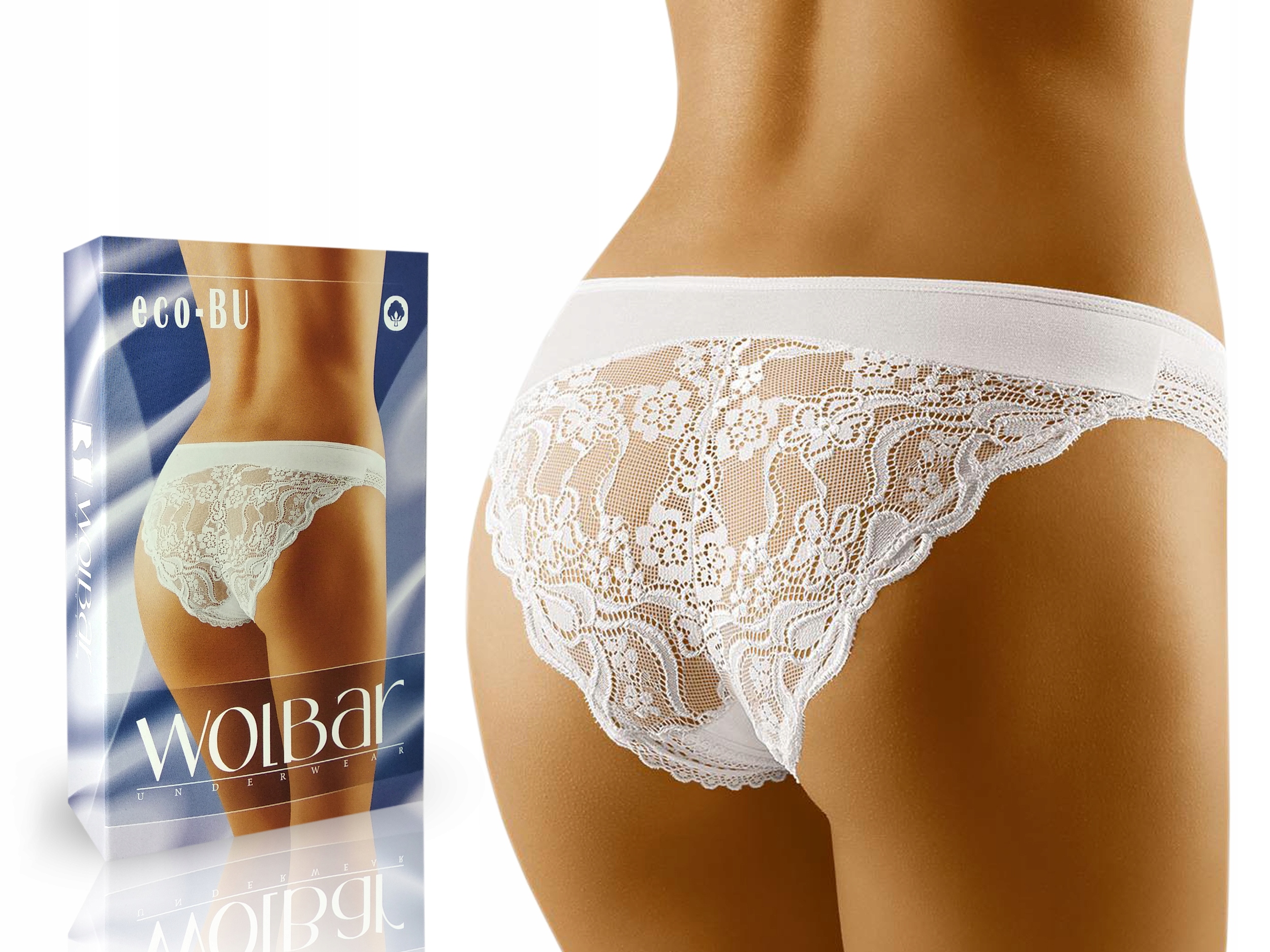 

Wolbar Koronkowe Figi Eco-Bu bawełna Białe L