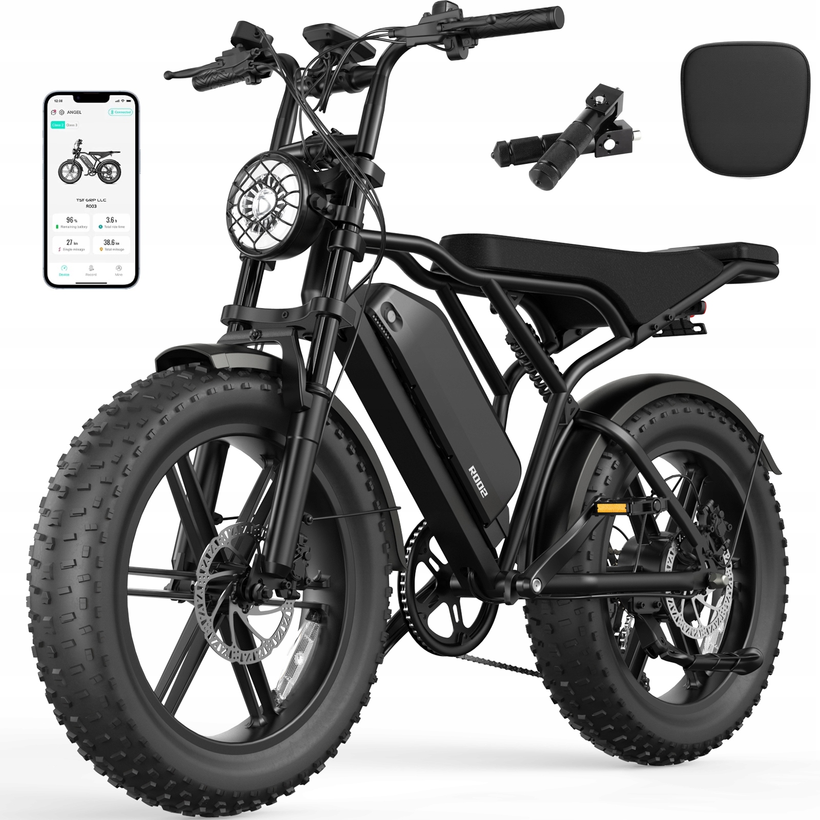 20"Pojazd elektryczny Tst 1500W 48V25AH 45km/h 120km Hamulce hydrauliczne+APP