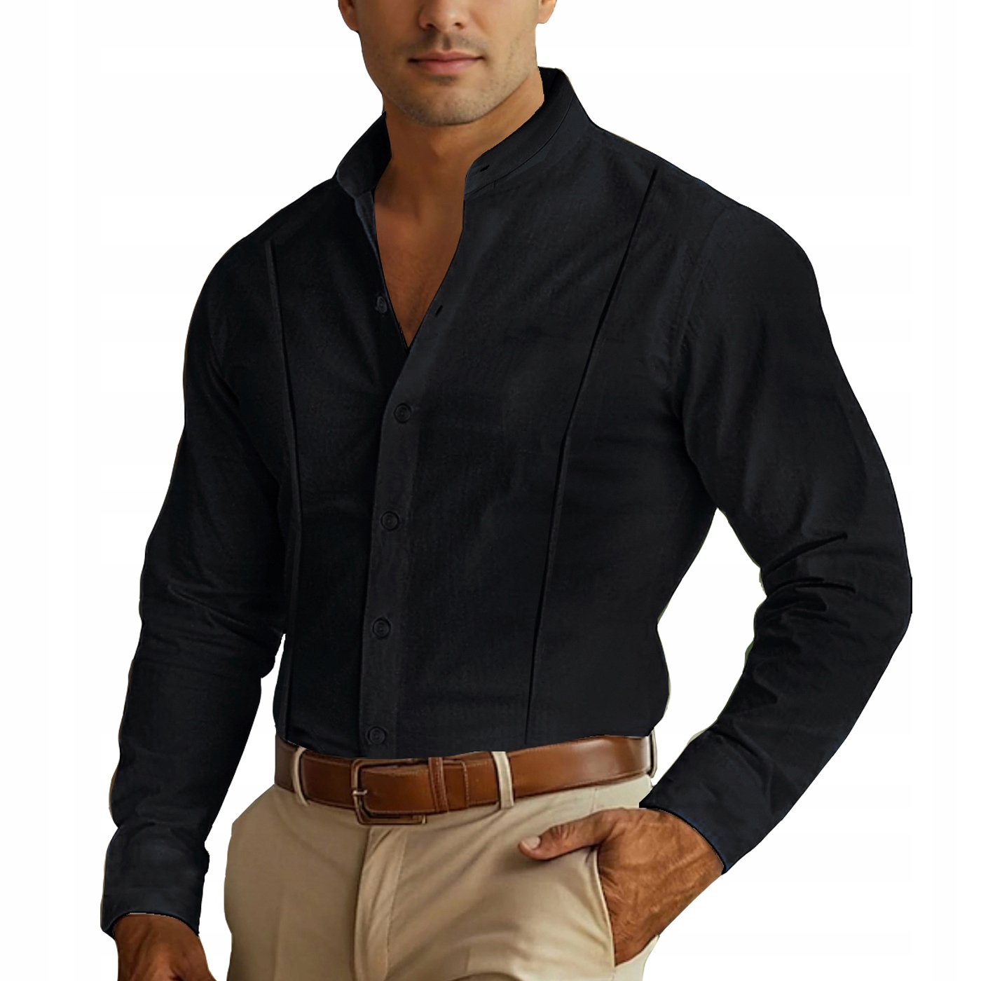 Pánská bavlněná košile se stojáčkem Elegant, vypasovaná