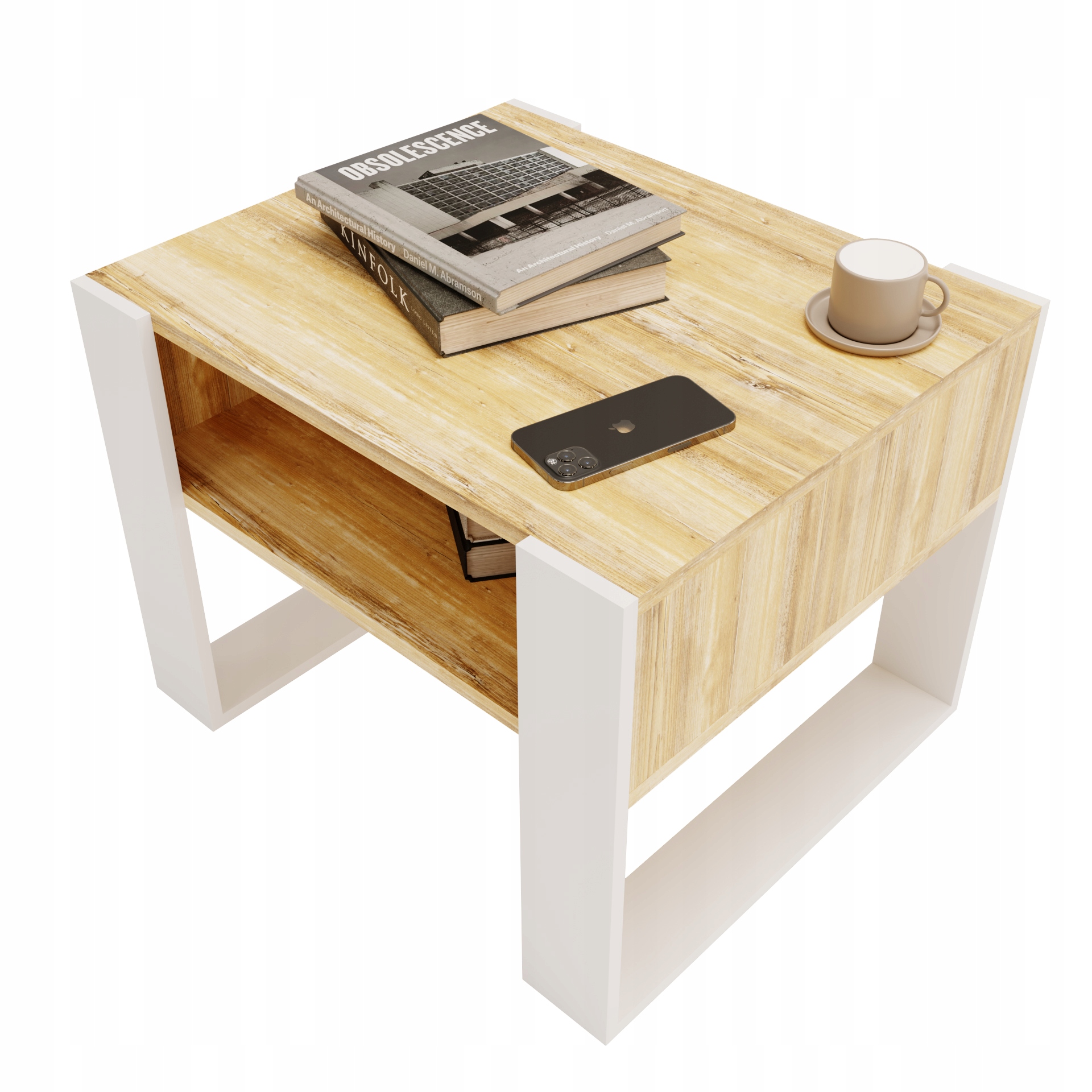 Kávový stolek lavice Karo 65 cm Craft Zlatý/Bílý loft 65x53,6x45