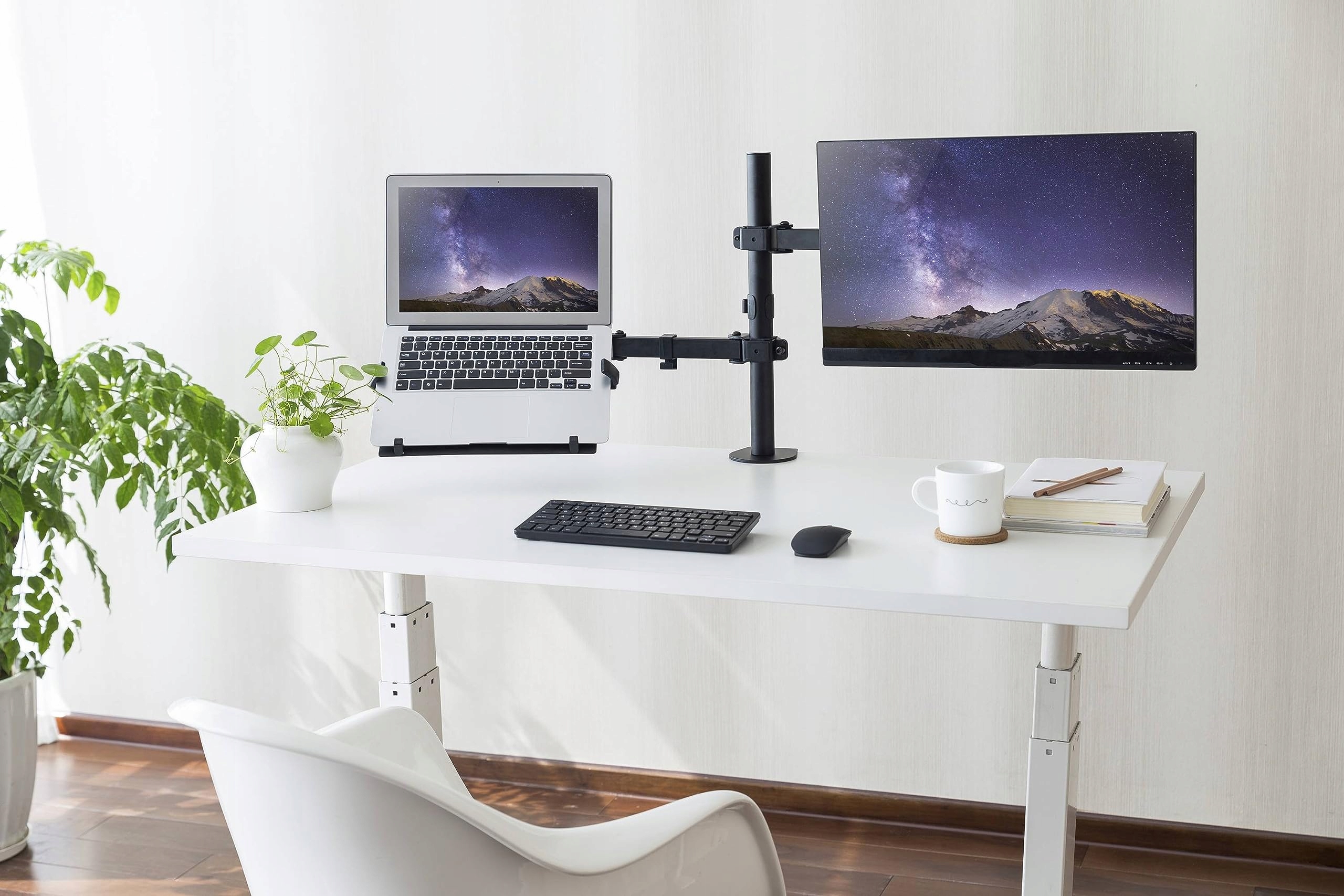 RICOO Podstawka Laptopa Regulowana Stojak Na Monitor Czarny Matowy — miniatura 5