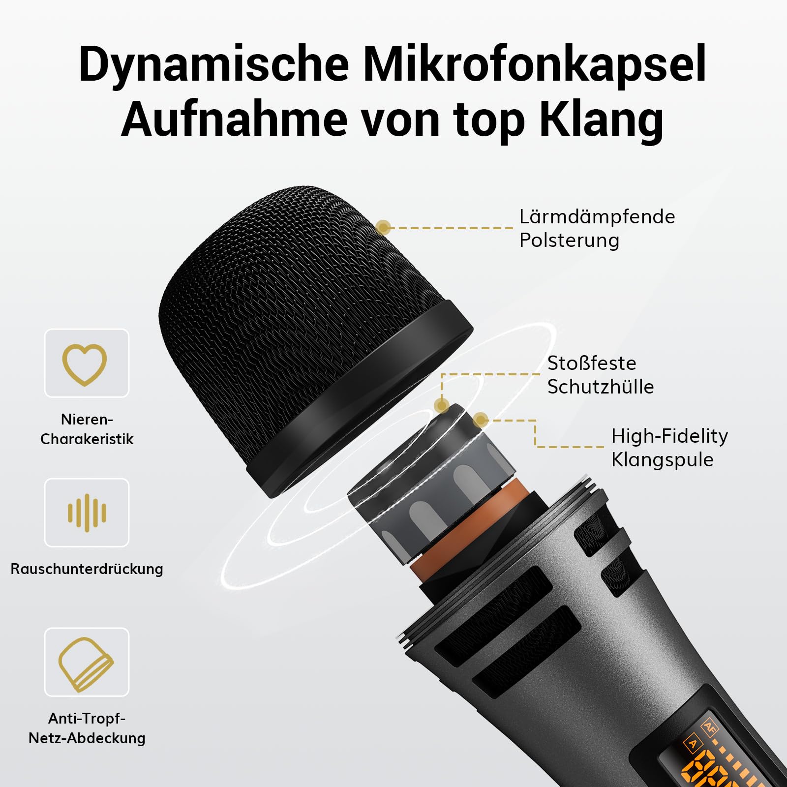 TONOR Zestaw Mikrofonów Bezprzewodowych 4x5 Kanałów 60m Karaoke Scena — miniatura 9