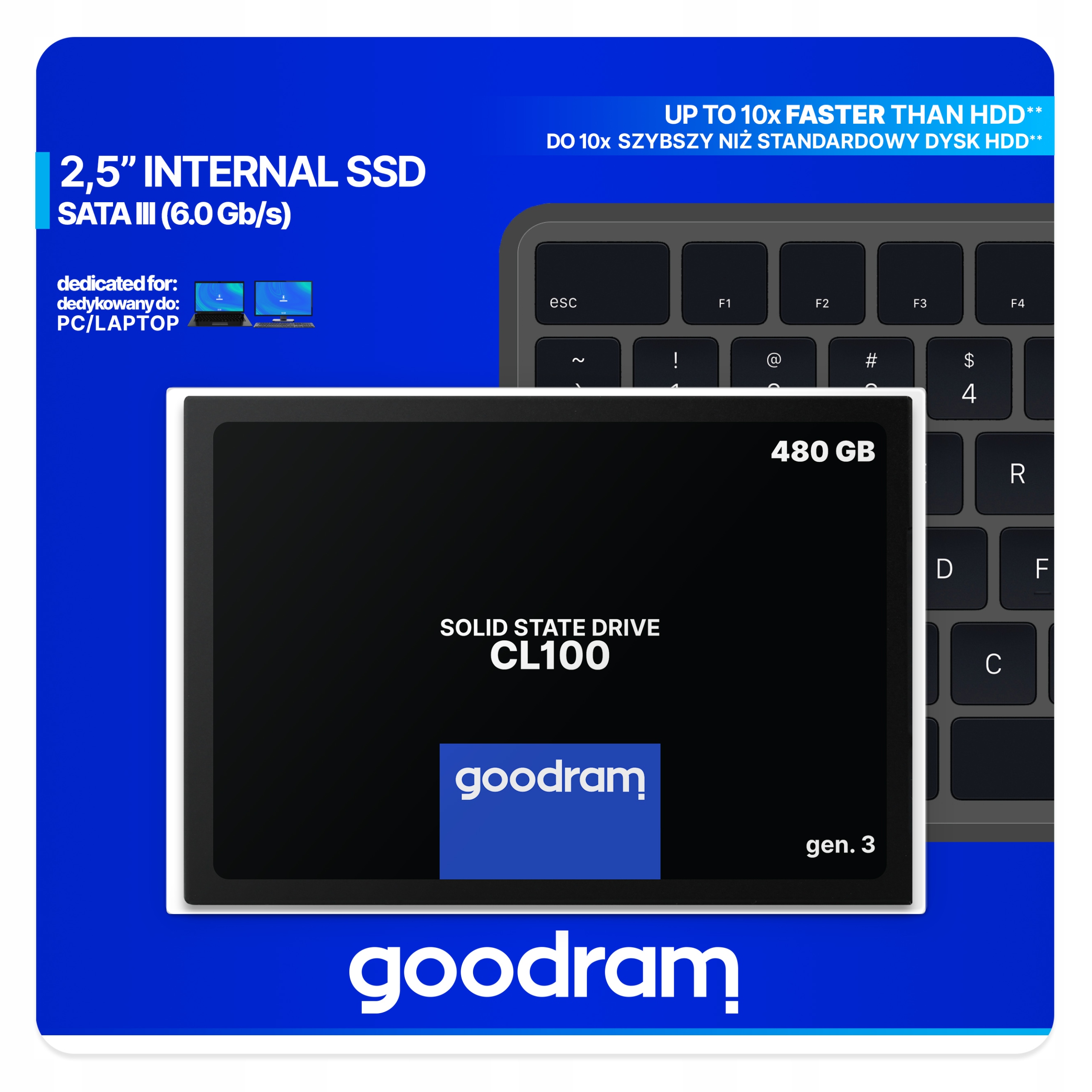 Dysk SSD GOODRAM 480GB CL100 Gen. 3 SATA III 2,5 Interfejs SATA III