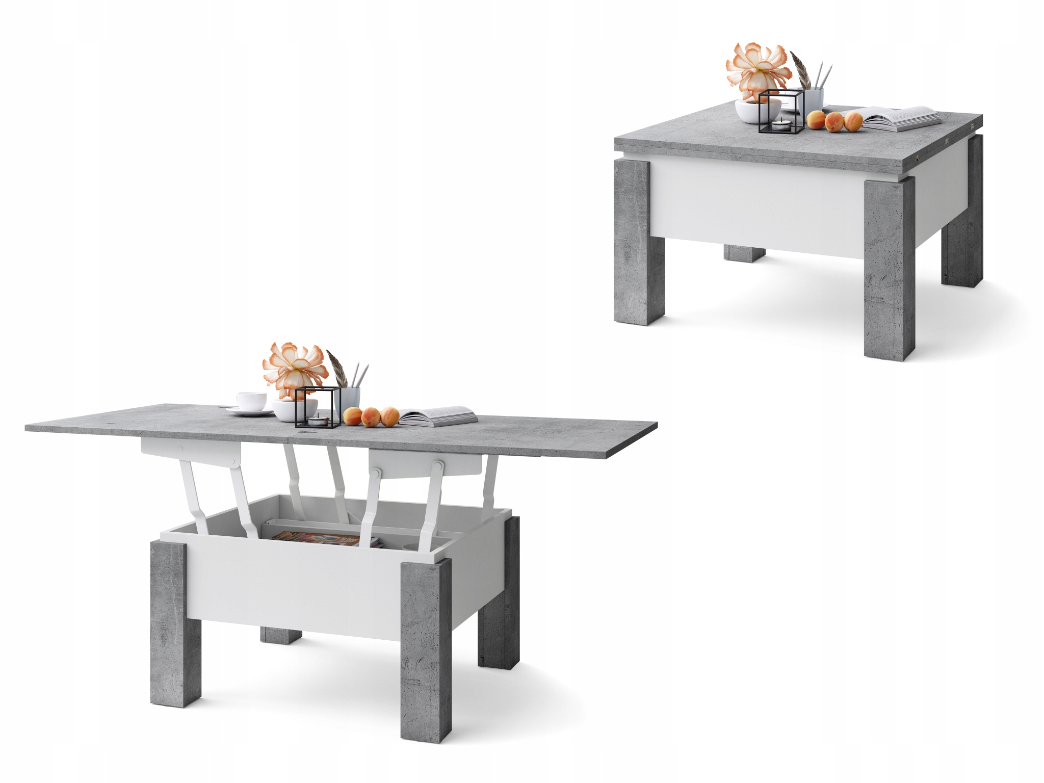 

Oslo Beton/Biały Ława Rozkładana Stół Ławostół