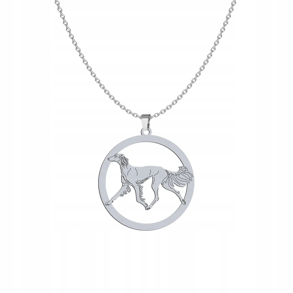 Náhrdelník Stříbrný Perský chrt Saluki 925 Žena Dárek Gravírování Bonus