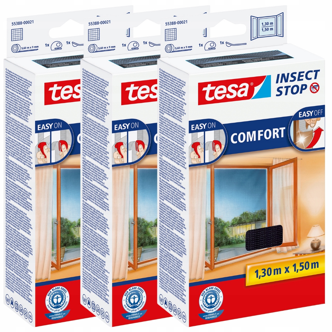Tesa Comfort Moskytiéra proti hmyzu Síť na okno 1,3 x 1,5 m černá