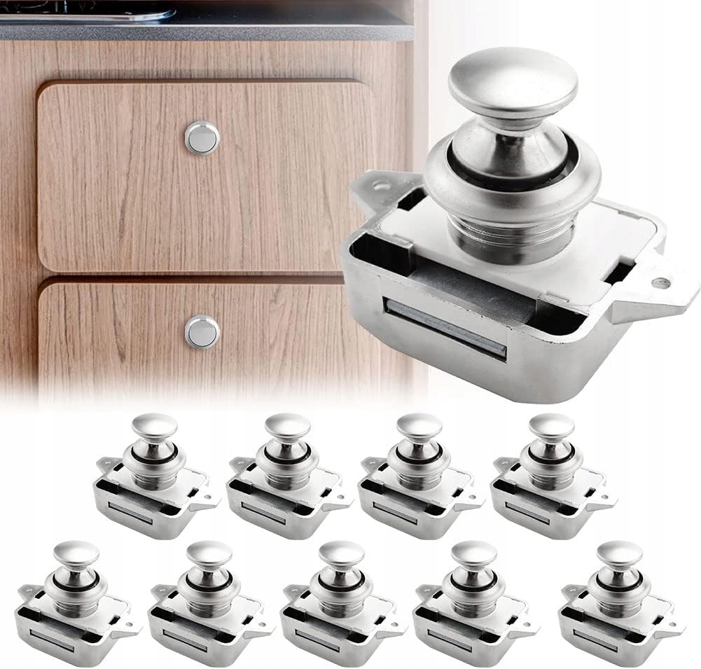 10 x Jednostranný nábytkový zámek pro přívěs pushlock push-lock komplet