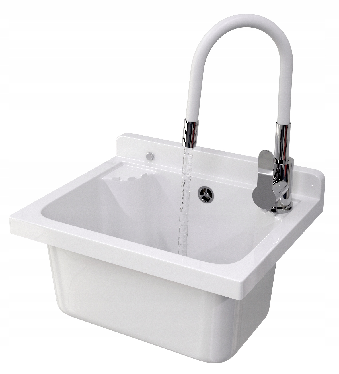 Technický Dřez Technická Komora Bílá Baterie S Flexibilním Výtokem Loma