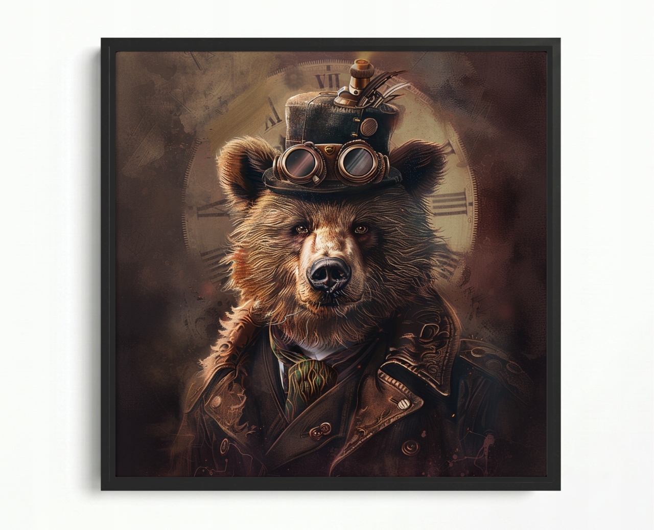 Obraz Rám Americký Box Portrét Medvěd Medvídek Steampunk Industrial 50x50