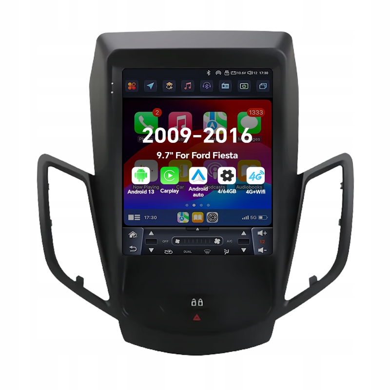 9,7" 2Din Android 13 autorádio pro Ford Fiesta 2009-2016 Carplay 4G 64G