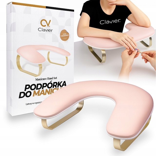 Podpórka poduszka pod dłoń owalna różowa pink złota do manicure Clavier