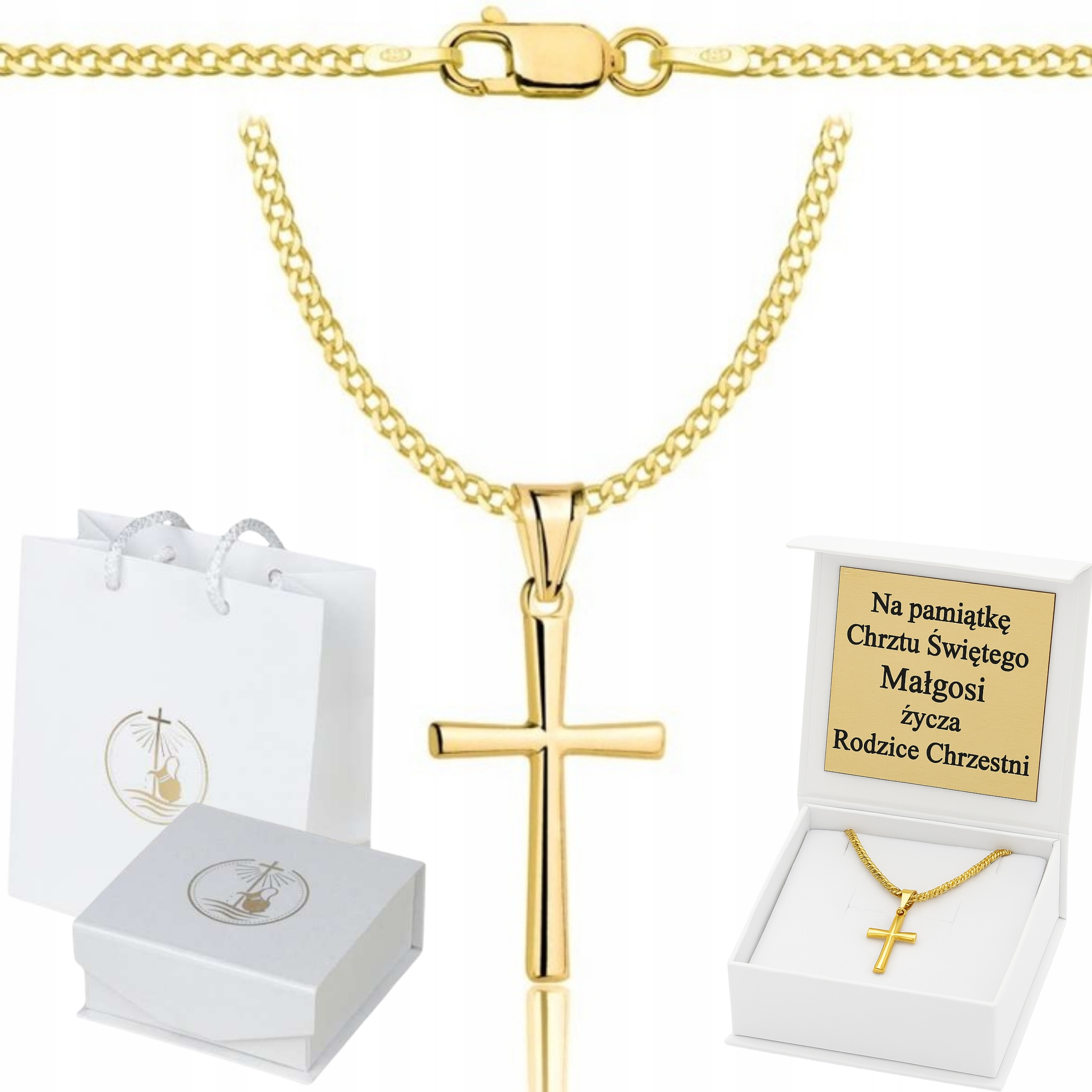 Zlatý Řetízek S Křížkem Na Křtiny Křtiny Pr 925 585 Gravírování Dárek