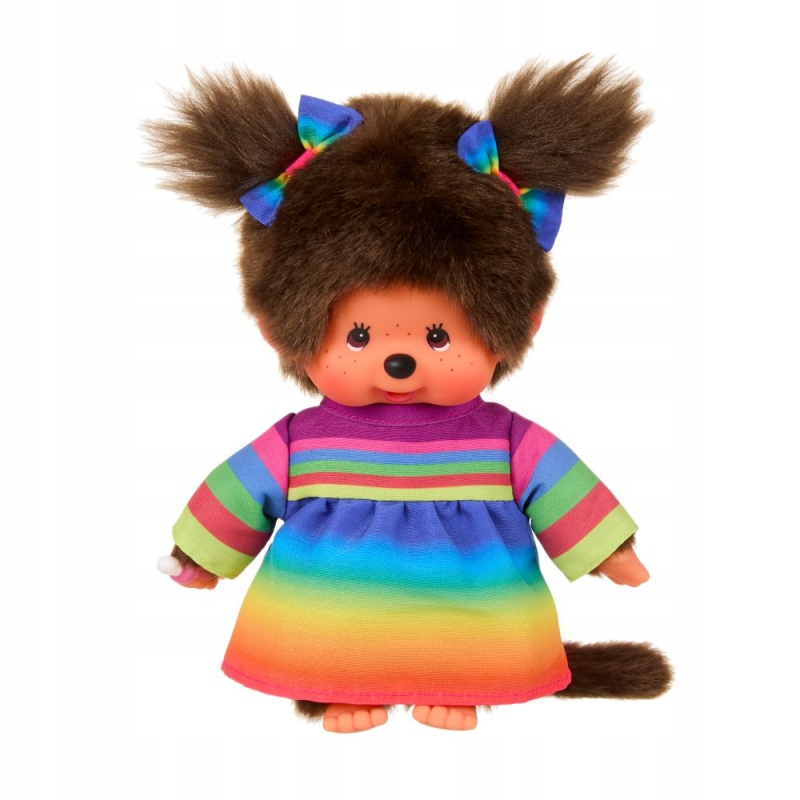 Monchhichi 204090 Małpka dziewczynka w tęczowej sukience 20 cm