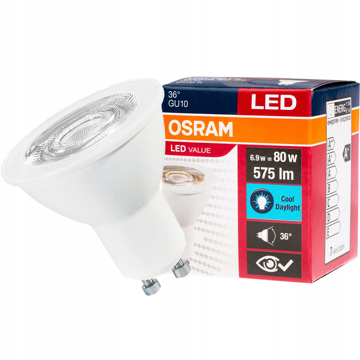 

Żarówka Led Halogen 6,9W 80W GU10 36s 6500K Osram