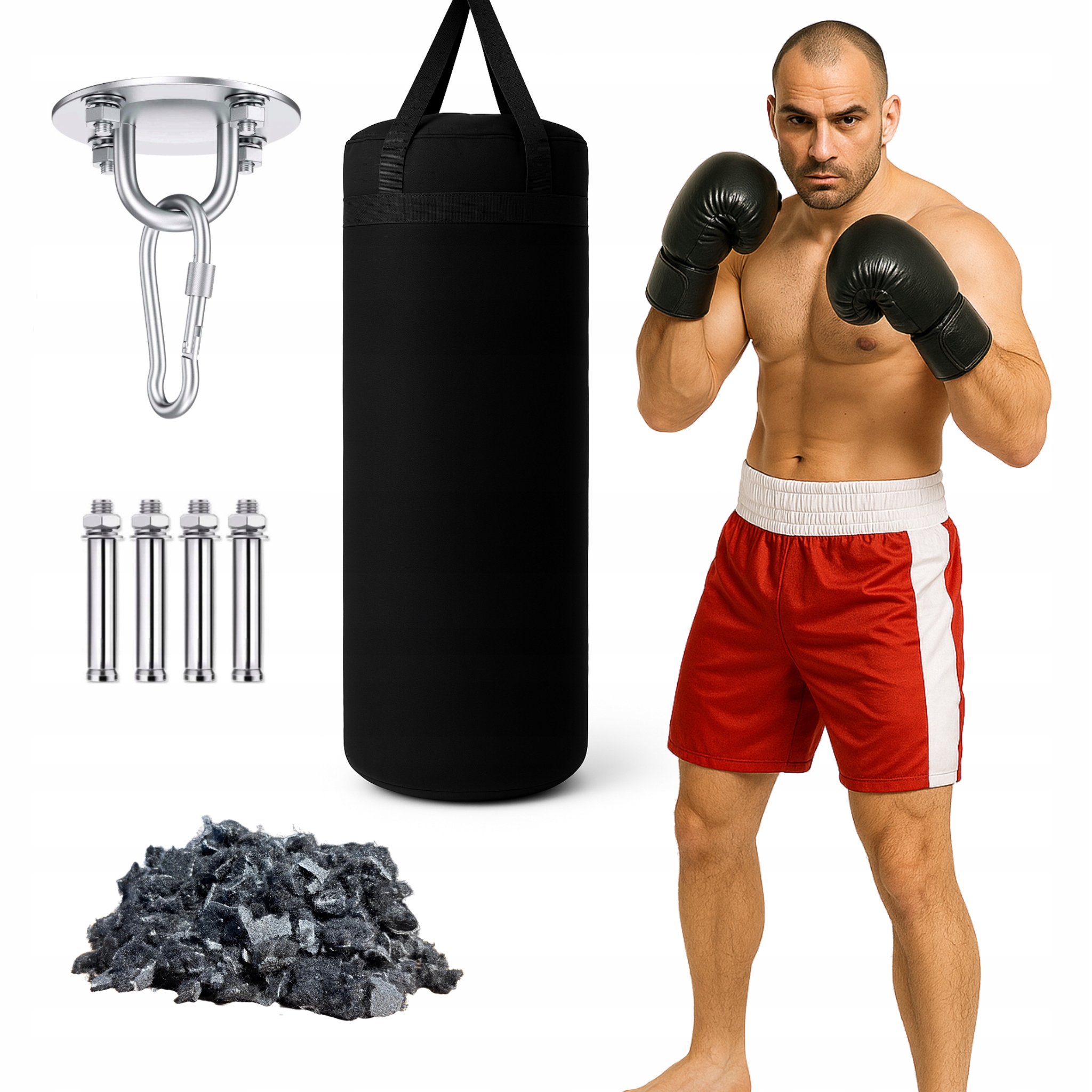 Boxovací pytel tréninkový vak 80 cm 15 kg, Plněný, Silný Box, Mma, Trénink