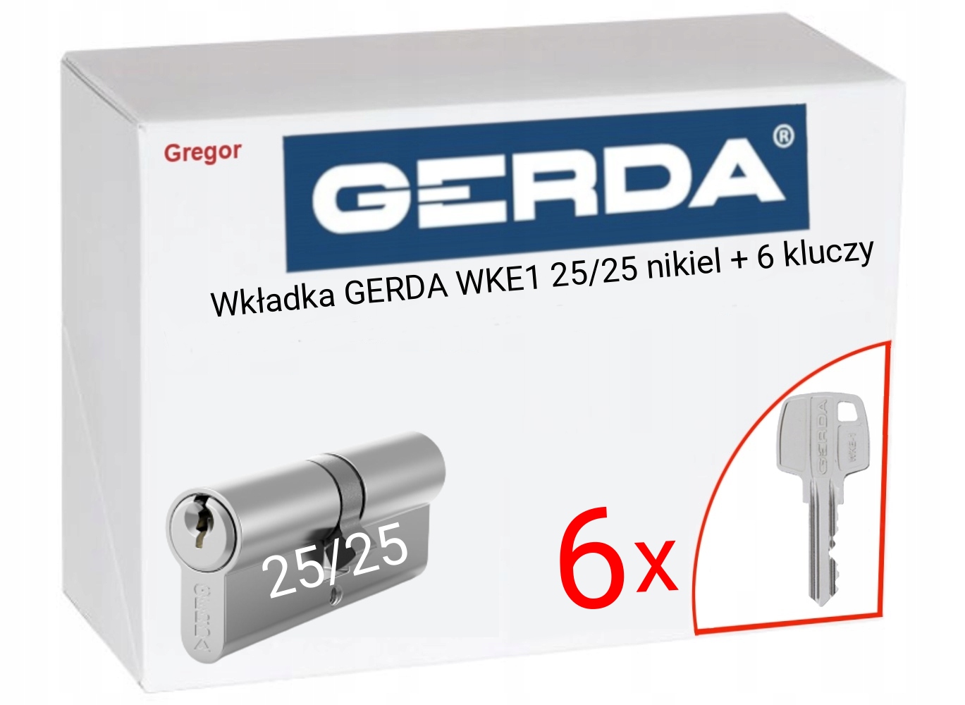 

Wkładka Gerda WKE1 25/25 nikiel 6 kluczy