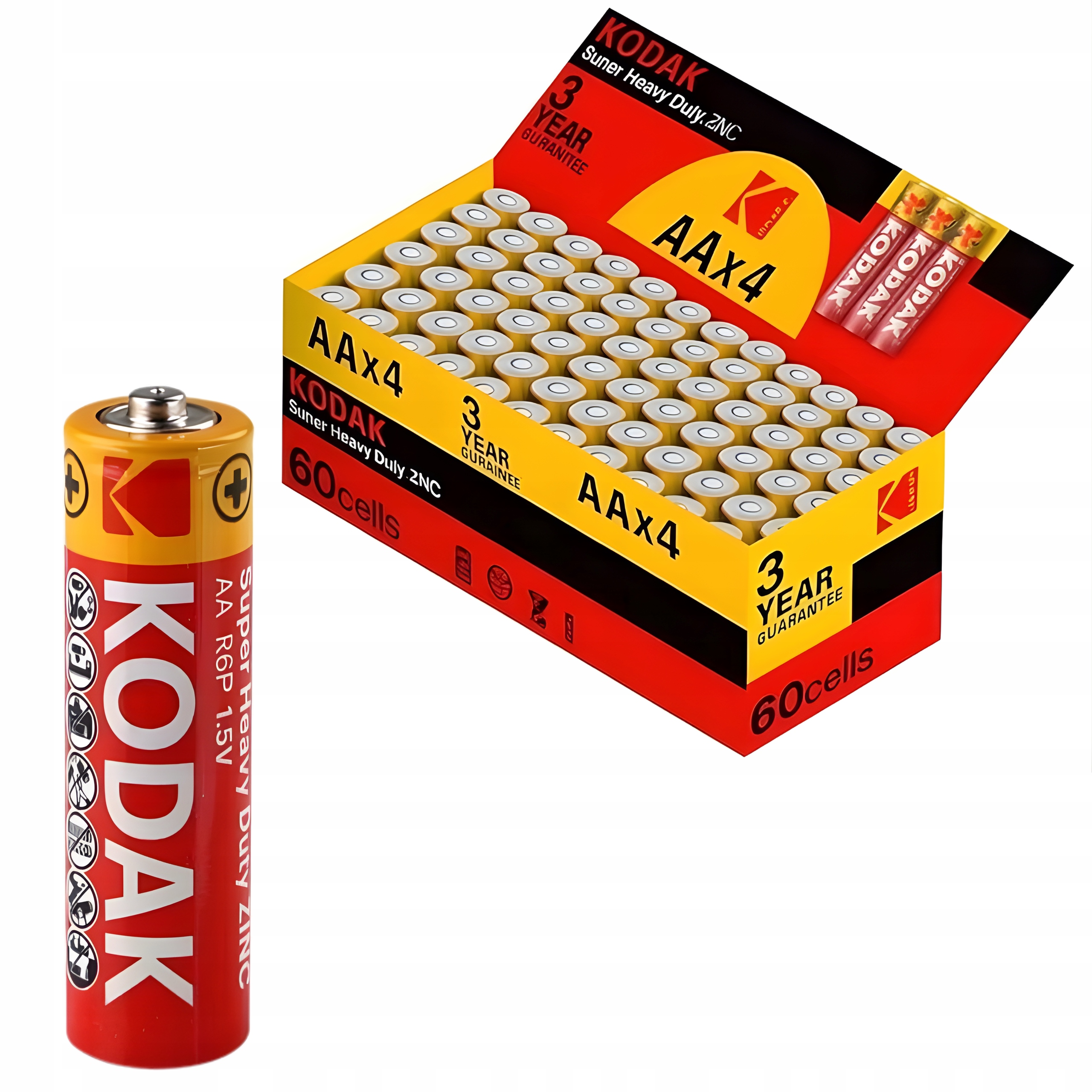 Bateria Aa Kodak Baterie Grube Paluszki 1050mAh R6 LR6 1.5V Zestaw 60 Sztuk