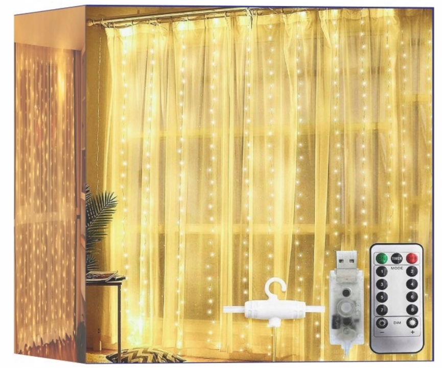 

Kurtyna Świetlna 200 Led Girlnda 3X2M Pilot