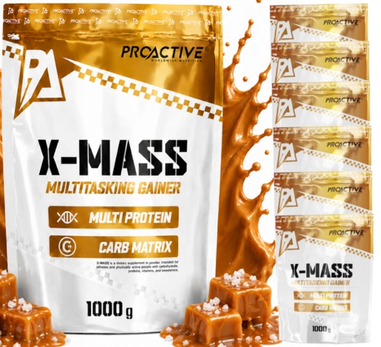 Gainer na hmotu Sacharidy ProActive X-mass Slaný Karamel 1 kg x 6 ks