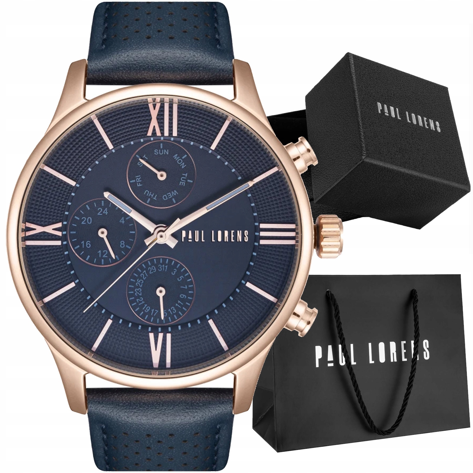 Klasické pánské hodinky Paul Lorens Kožený Pásek 11652A6-6F3 Datumovka