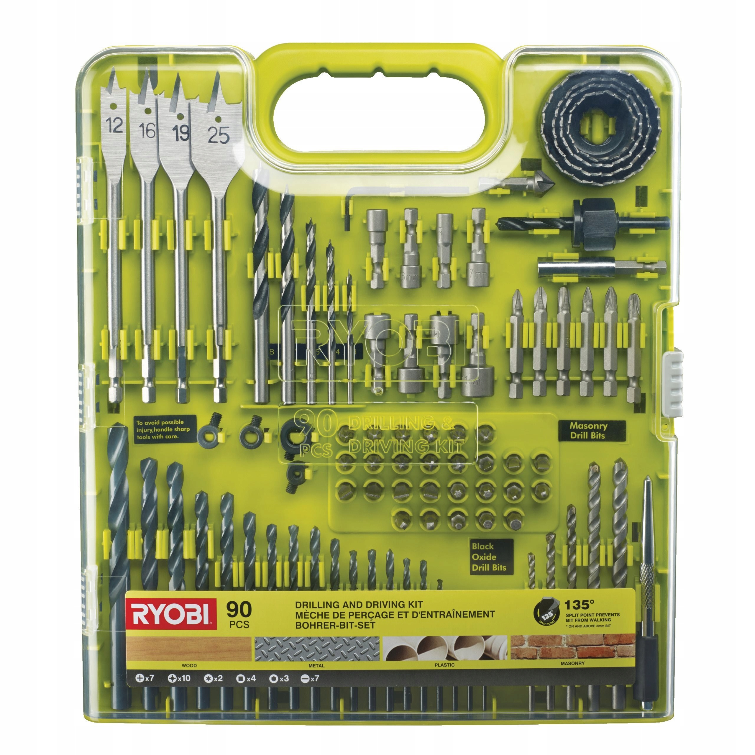 Ryobi RAKDD90 90 ks sada vrtáků a šroubovacích bitů