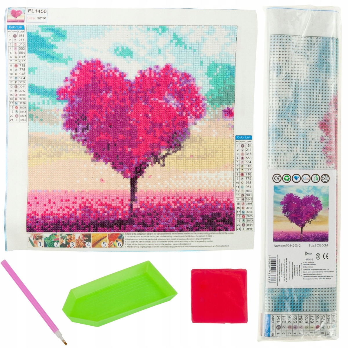 

Haft Diamentowy Malowanie 3D Diamentami serce