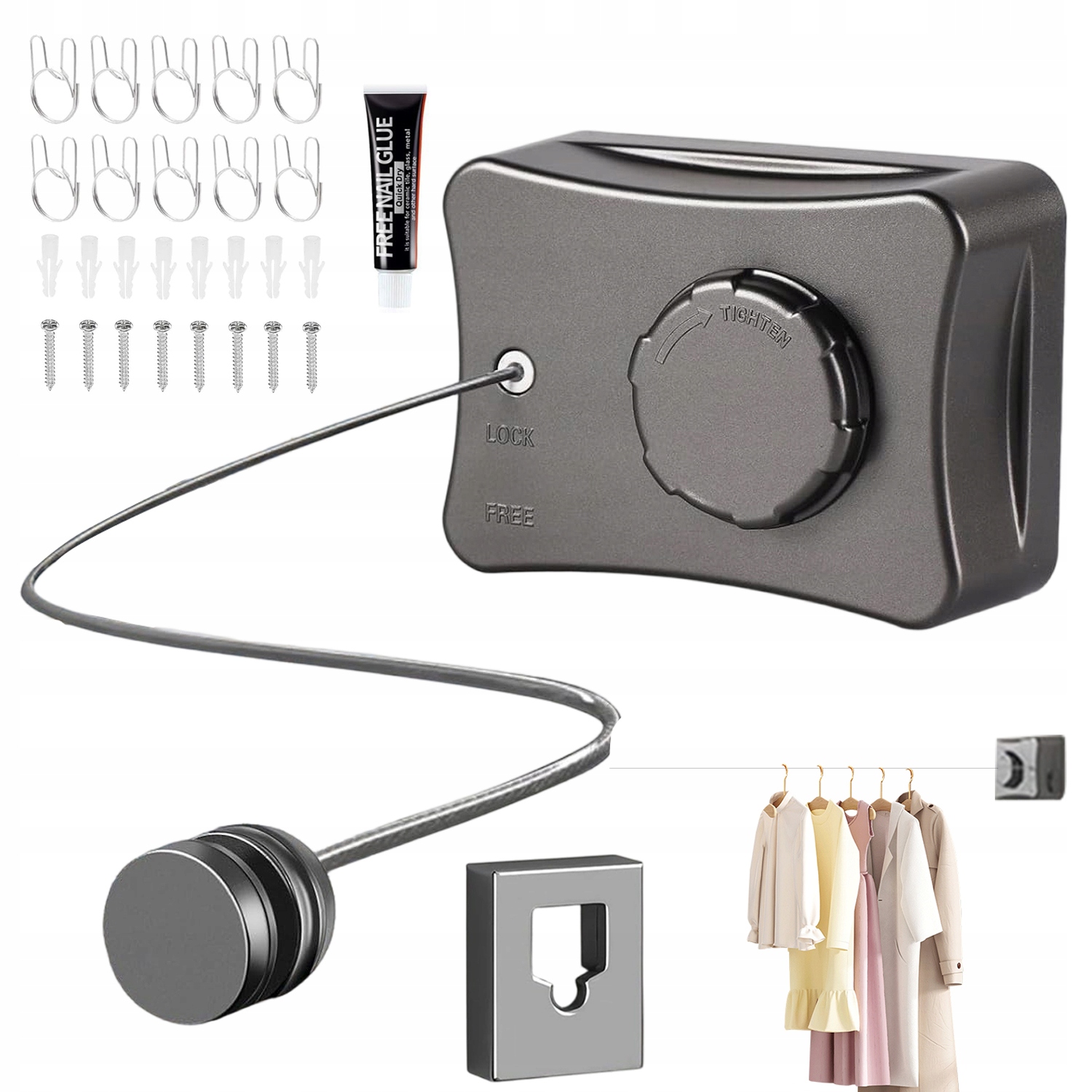 Levně Neviditelná Výsuvná Sušící Šňůra, Praktická Pro Terasu, Balkon, Prádelna