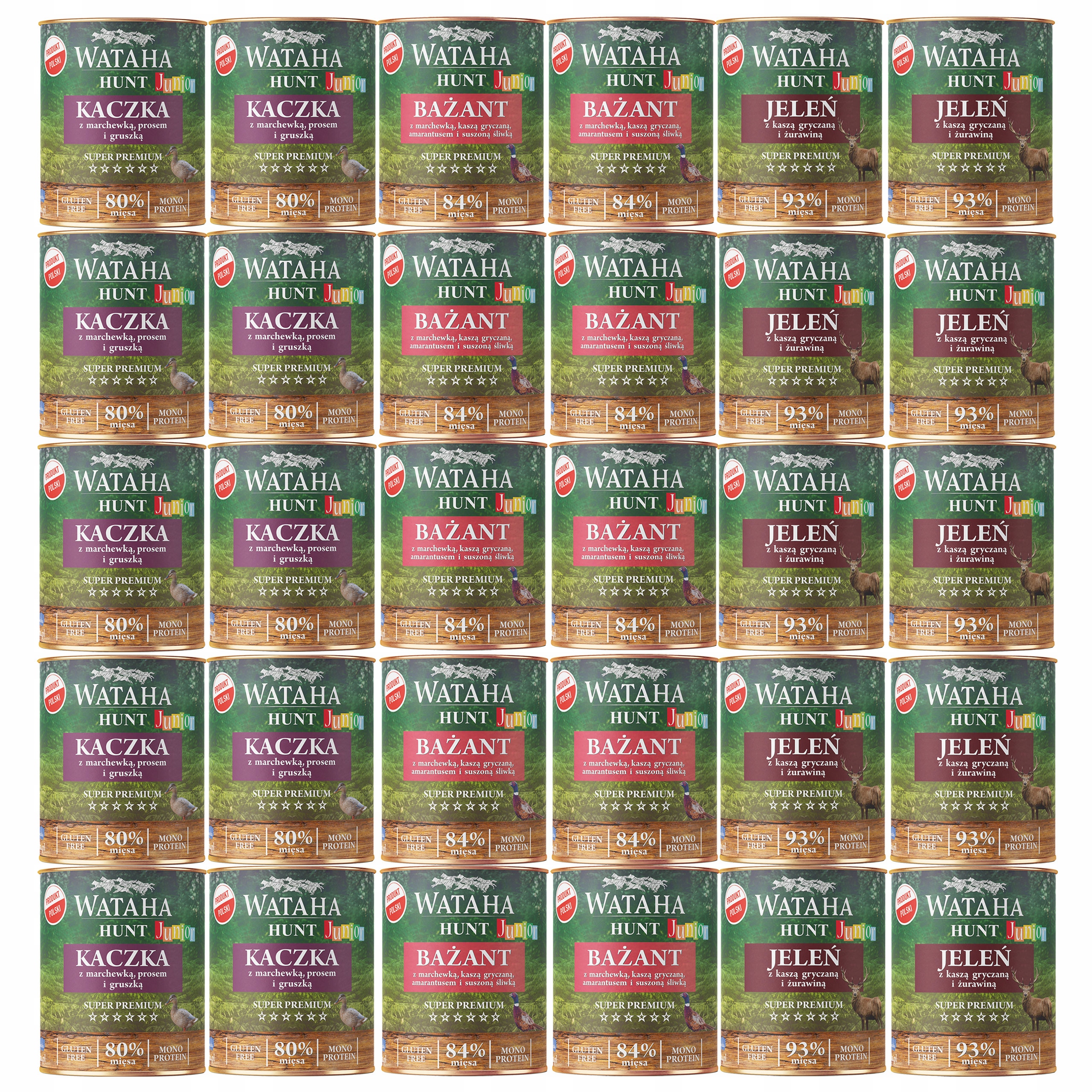 Levně Wataha Hunt Junior krmivo pro štěňata Mix chutí 30 x 800 g