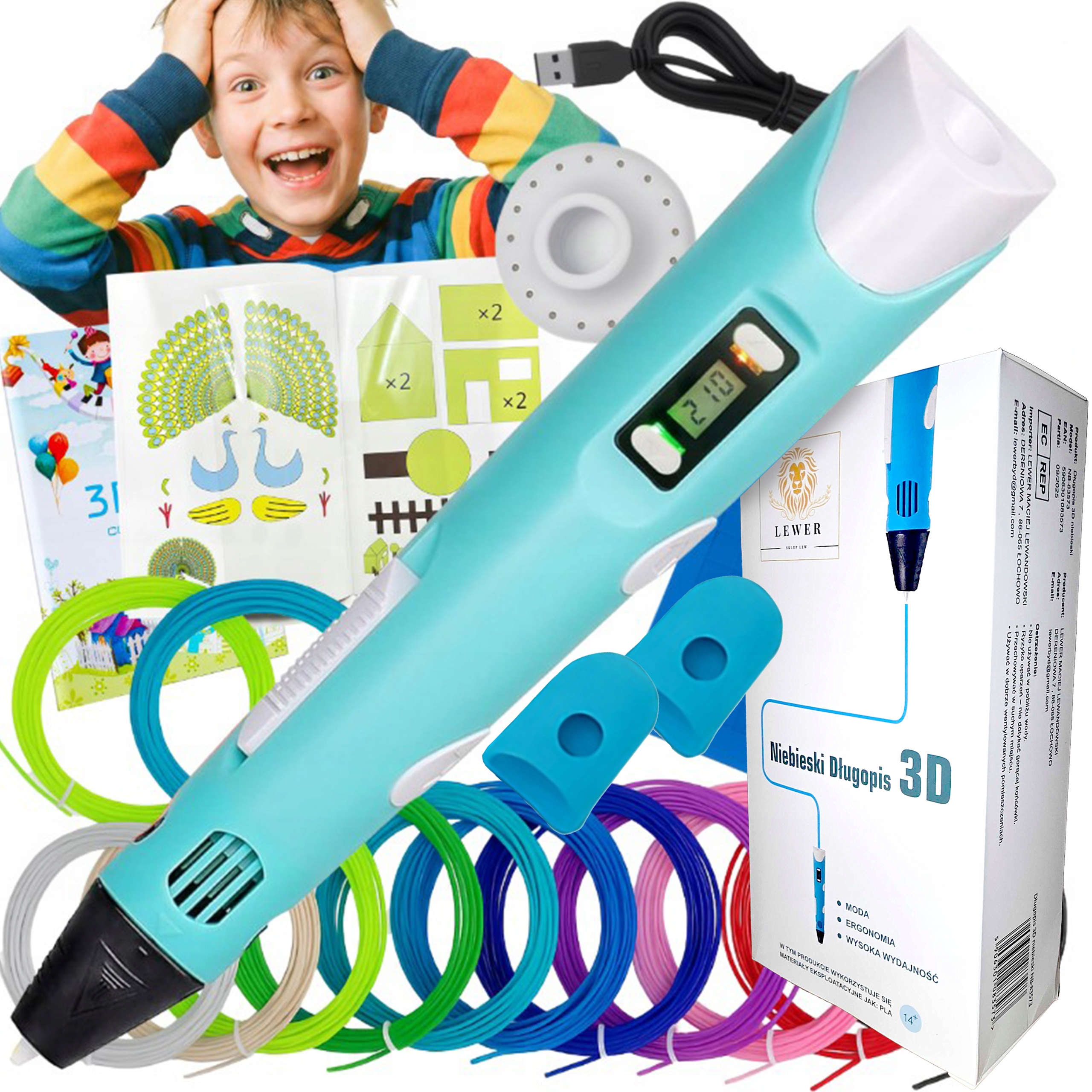 Długopis 3D Lewer 3D-PEN+MATA+KSIĄŻKA PRO+