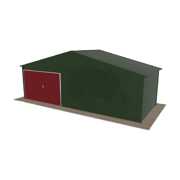 Plechová garáž 7.5 x 3 m, jednopolohová, dvouspádová, zelená