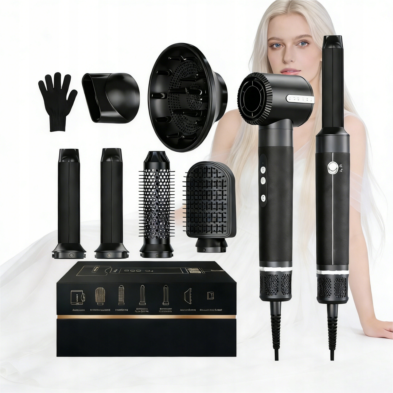 Profesjonalna Suszarka Do Włosów Z Jonizacją 1400W 7 końcówek 3 Tryby