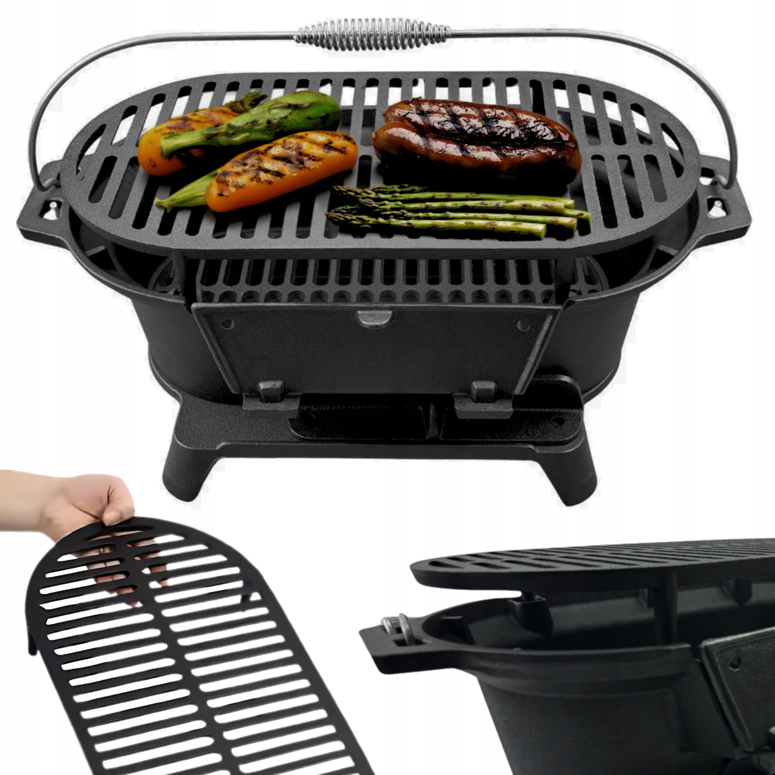 Uhlíkový Gril S Liatinovým Roštom Záhradný Gril Liatinový Hibachi 43 cm x 23 cm