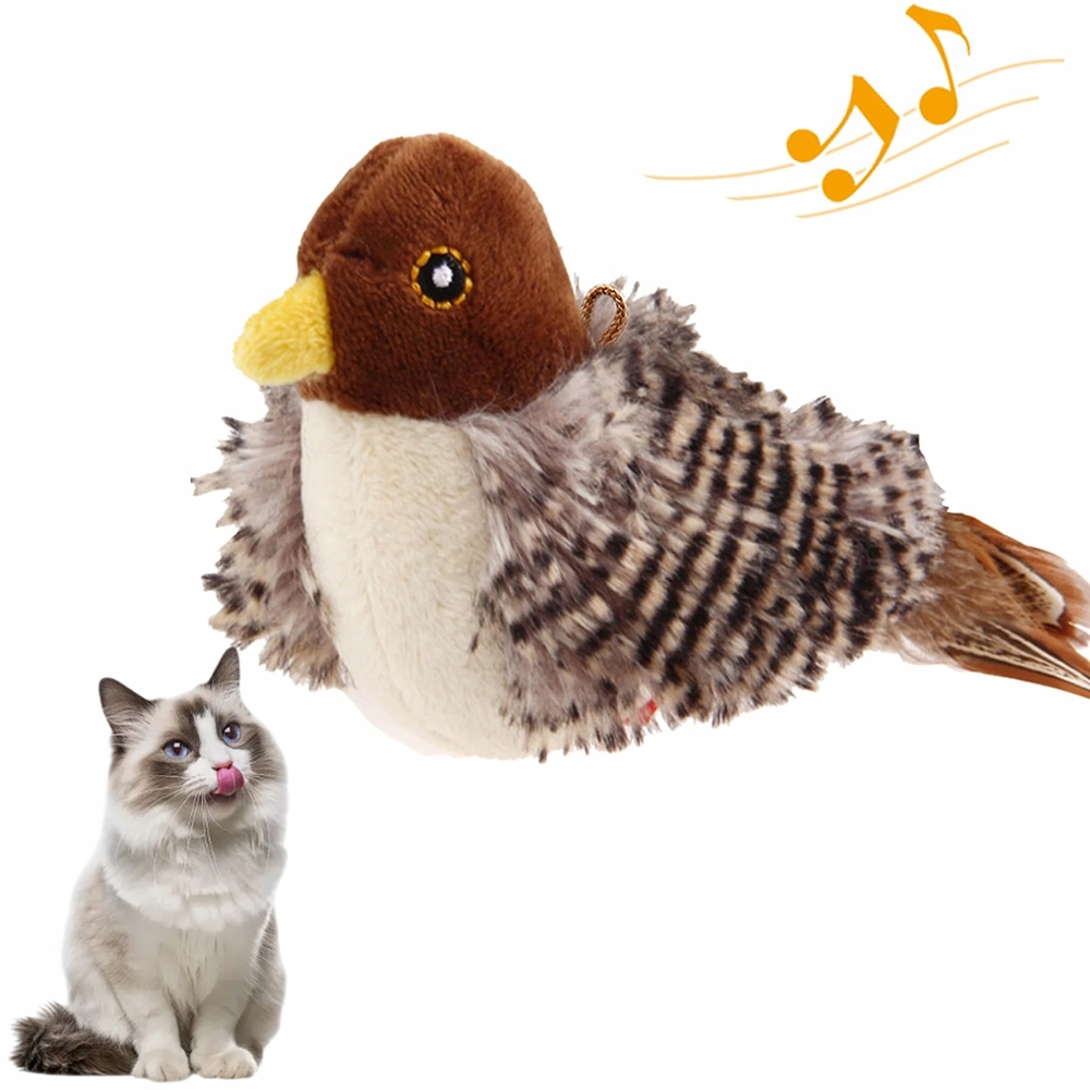 Levně Interaktivní Hračka Pro Kočky Plyšový Pták Pohyblivý Ptáček Koťátko